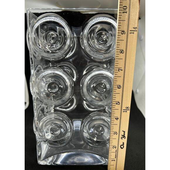 Denizli Handmde in Turkey Blown Glass Bubbled Large Vase - Picture 4 of 11